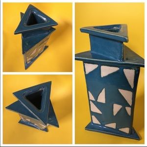 OREGON ART pottery vase signed McMillan ‘04 Portland Artist geometric triangle